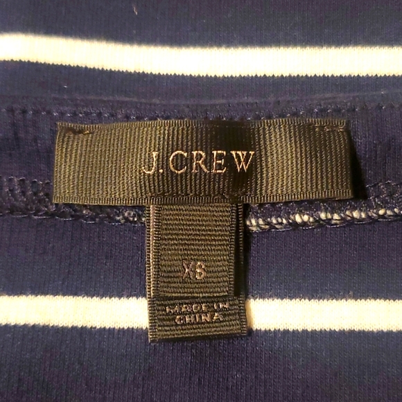 J. Crew Navy Blue & White Stripe Short Sleeve Peplum Waist Shirt - Picture 5 of 5